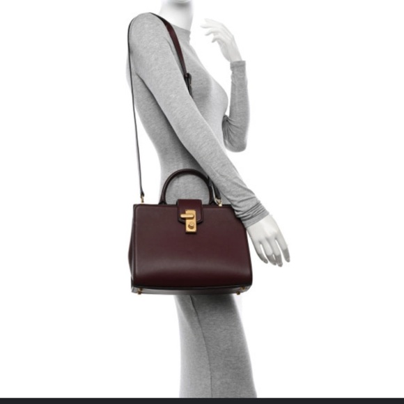 MARC JACOBS Calfskin Small
West End Top Handle Satchel Bag in Dark Red - Picture 1 of 8